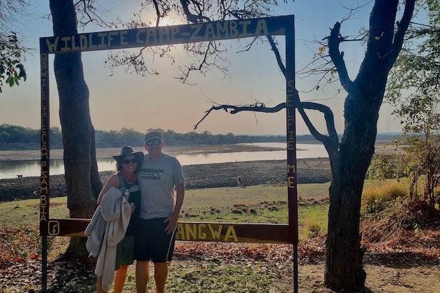 Chris & Sandie at Wildlife Camp, South Luangwa, Zambia